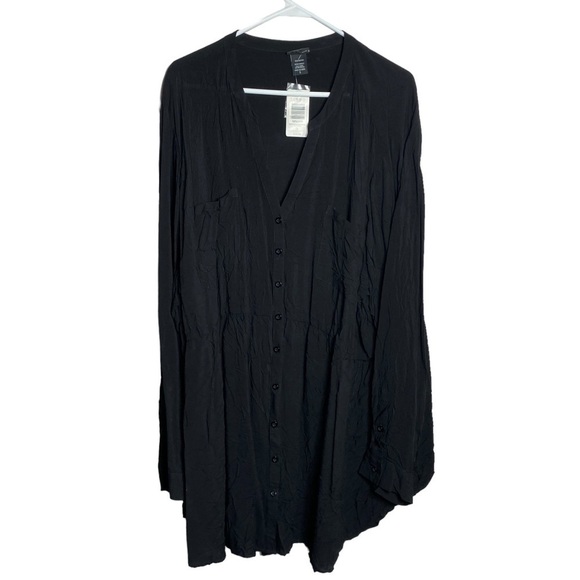 Torrid Black Long Sleeve Button Down Empire Waist Tunic Top - Picture 1 of 4
